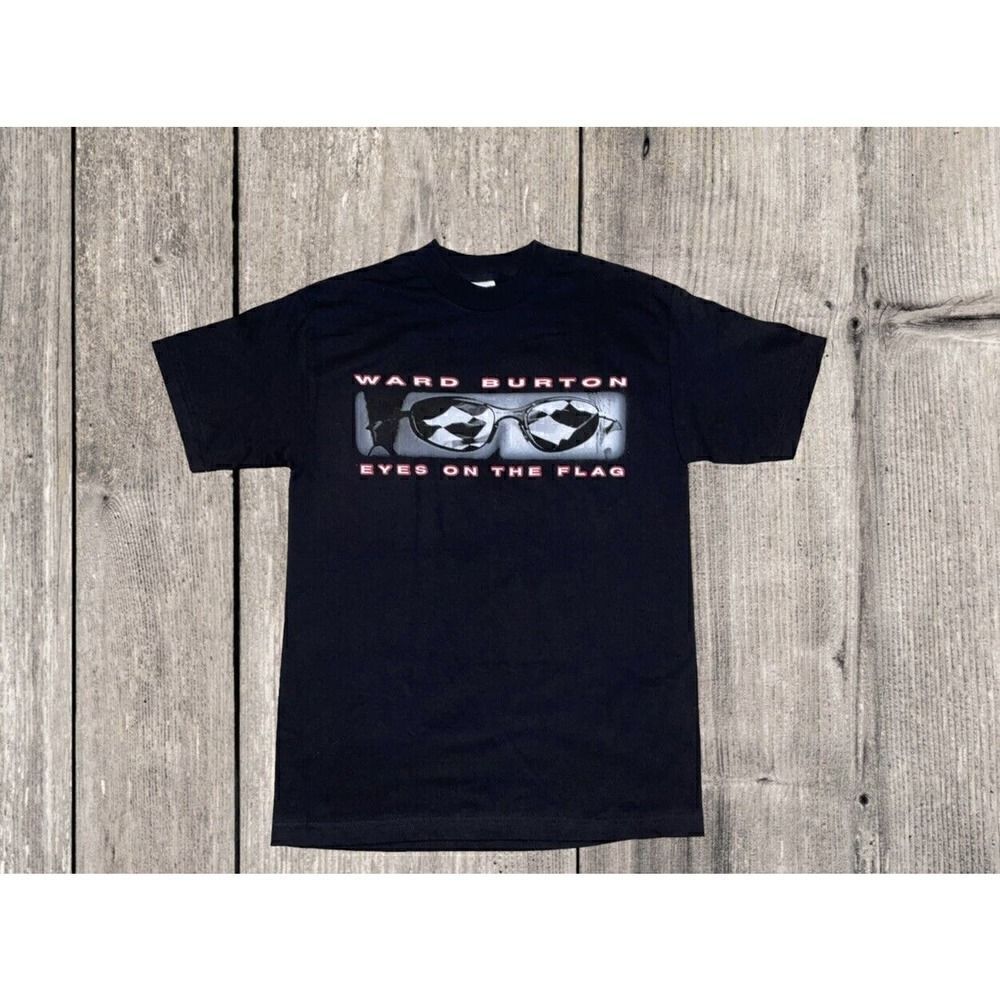Vintage Nascar Black Shirt Mens Size M Ward Burton Racing Eyes On The Flag